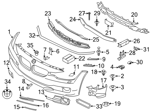 2012 BMW 335i Front Bumper Hex Head Screw Diagram for 07119901299