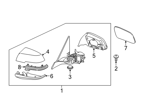 2018 BMW M2 Mirrors Heated Outside Mirror, Right Diagram for 51167268634