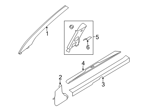 2014 Hyundai Elantra Coupe Interior Trim - Pillars, Rocker & Floor Trim Assembly-Front Pillar LH Diagram for 85810-3X500-TX