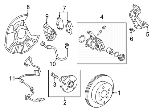 2022 Toyota Corolla Cross Rear Brakes Brake Pads Hardware Kit Diagram for 04946-02120