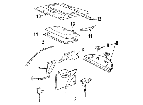 1994 Toyota Paseo Side Trim Cowl Side Diagram for 62111-16100-22