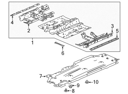2020 Honda Accord Pillars, Rocker & Floor - Floor & Rails Cover, R. FR. Floor Diagram for 74511-TWA-A00