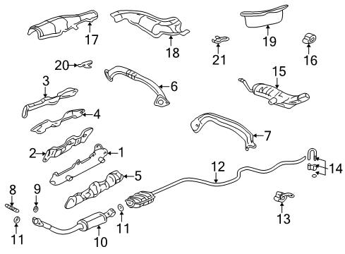 1999 Pontiac Grand Am Exhaust Components Front Pipe Insulator Diagram for 22659362