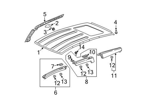 2004 Honda Element Roof & Components, Exterior Trim Pillar, L. FR. (Upper) (Inner) Diagram for 64515-SCV-A01ZZ