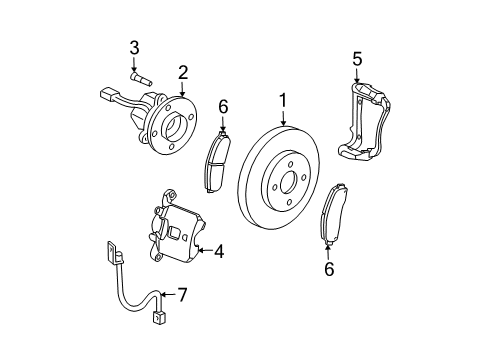 2004 Saturn Ion Brake Components Wheel Stud Diagram for 22701519