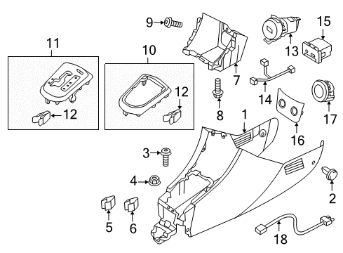 2012 Hyundai Accent Front Console Console-Floor Diagram for 84611-1R000-RY