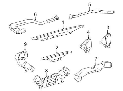1999 Lexus LX470 Ducts Duct, Heater To Register, NO.1 Diagram for 55843-60090