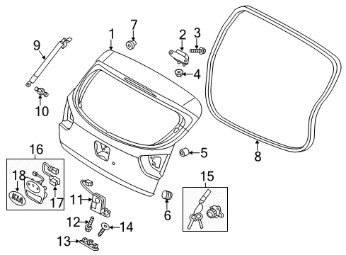 2015 Kia Rio Parking Aid Lock Assembly-Tail Gate Diagram for 812501JA00