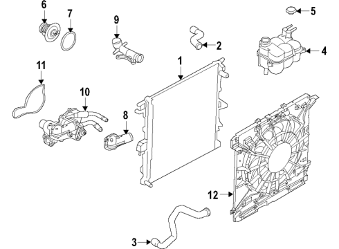 2020 Lincoln Aviator Cooling System, Radiator, Water Pump, Cooling Fan Fan Module Diagram for L1MZ-8C607-B