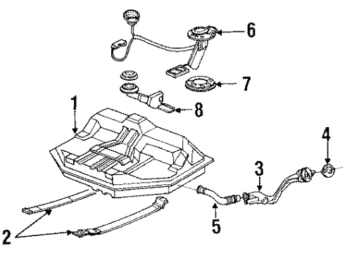1990 Acura Integra Senders Band, Driver Side Fuel Tank Mounting Diagram for 17522-SH3-020