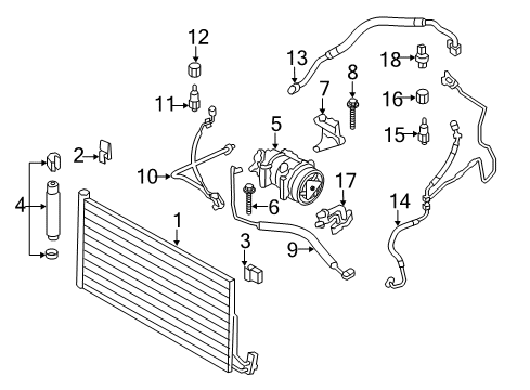 2015 Mini Cooper A/C Condenser, Compressor & Lines Condenser Air Conditioning With Drier Diagram for 64509271206