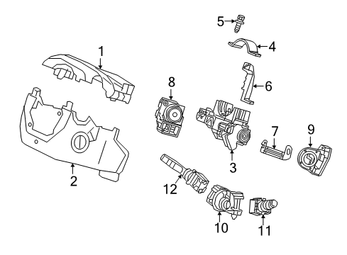 2016 Honda HR-V Ignition Lock Bracket, Combination Switch Diagram for 35109-T5A-J01