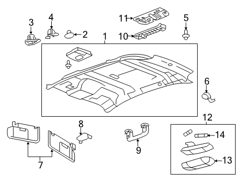 2012 Ford Edge Interior Trim - Roof Headliner Rivet Diagram for -W711037-S300