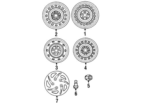 2000 Plymouth Breeze Wheels & Trim Wheel Cover Diagram for RG20SW1AA