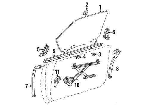 1990 Lexus ES250 Front Door Motor Assy, Power Window Regulator, Front RH Diagram for 85720-32060