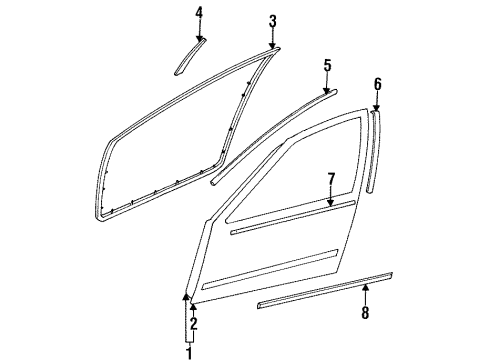 1996 Nissan Altima Front Door & Components, Exterior Trim Moulding-Front Door Sash, Front LH Diagram for 80283-0E700