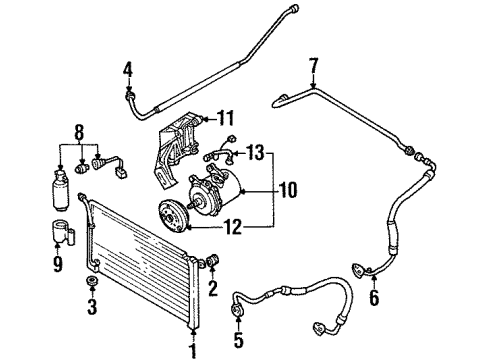 1987 Nissan D21 Air Conditioner Hose High Diagram for 92490-09G80