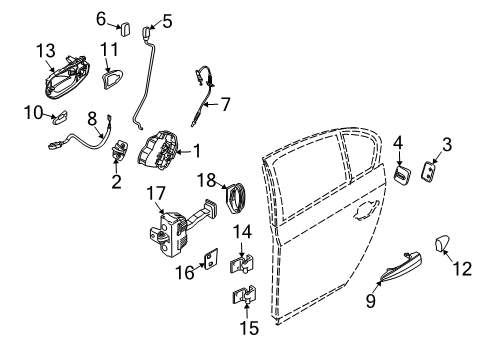 2010 BMW X3 Rear Door Rear Door Lock Bowden Cable Diagram for 51203402593