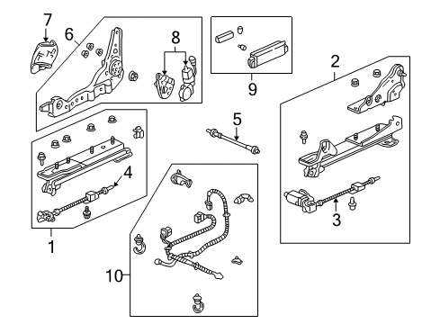 2003 Acura RL Tracks & Components Switch Assembly, Passenger Side Power Seat (Light Lapis) Diagram for 35950-SZ5-A11ZG