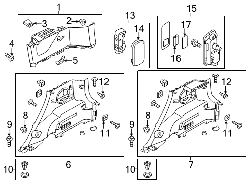 2017 Kia Soul Interior Trim - Quarter Panels Cover-Rear Pillar Srs Diagram for 85852B2010BF3