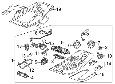 2013 GMC Terrain Overhead Console Dome Lamp Switch Diagram for 22824514