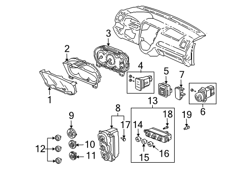 2004 Honda Civic Mirrors Visor Diagram for 78155-S6A-Q01