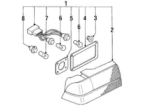 1990 Plymouth Laser Bulbs Bulb Diagram for L001157A