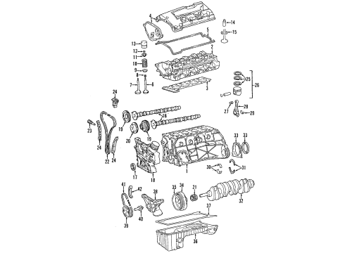 1996 Mercedes-Benz C220 Engine Parts, Mounts, Cylinder Head & Valves, Camshaft & Timing, Oil Pan, Oil Pump, Crankshaft & Bearings, Pistons, Rings & Bearings, Variable Valve Timing Cylinder Head Diagram for 11101-03020