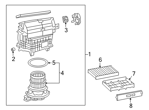 2018 Lexus LS500 HVAC Case Motor Sub-Assy, Blower Diagram for 87103-11010