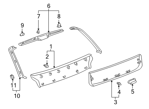 2002 Lexus RX300 Interior Trim - Lift Gate Lower Trim Panel Clip Diagram for 67771-12010