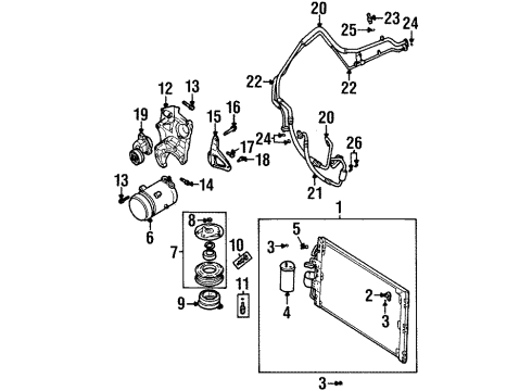 1999 Daewoo Leganza A/C Condenser, Compressor & Lines Valve Kit, A/C Compressor Pressure Relief Diagram for 96408448