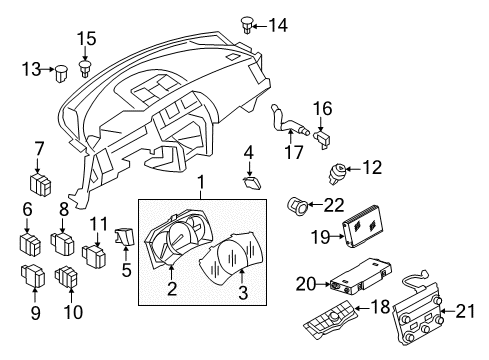 2011 Nissan Murano Cluster & Switches, Instrument Panel Switch Assy-Seat Diagram for 25500-1GR0A