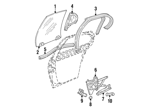 1998 Chevrolet Lumina Rear Door - Glass & Hardware HANDLE, Door Window Regulator Diagram for 10207689