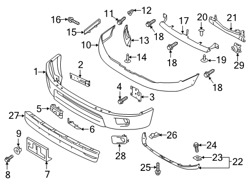 2019 Nissan Titan XD Front Bumper Bracket-Front Bumper Side, LH Diagram for 62225-EZ00A