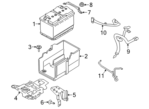 2020 Ford Escape Battery Battery Tray Diagram for JX6Z-10732-D