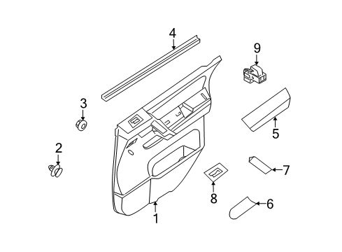 2010 Nissan Armada Front Door Finisher-Power Window Switch, Rear LH Diagram for 82961-ZQ00A