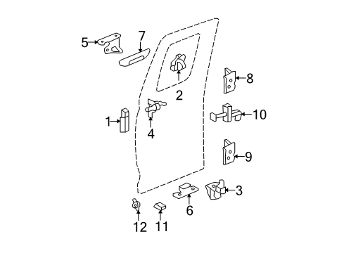 2010 Chevrolet Colorado Rear Door Glass & Hardware, Lock & Hardware Rear Side Door Latch Assembly Diagram for 15135859