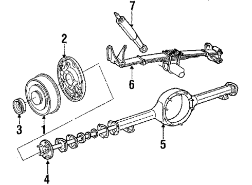 1990 Ford E-150 Econoline Rear Brakes Hub Diagram for XC2Z-1109-AA