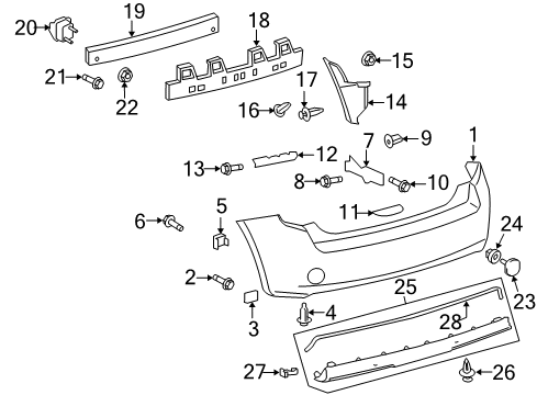 2013 Scion xB Rear Bumper Side Retainer Diagram for 52575-12180