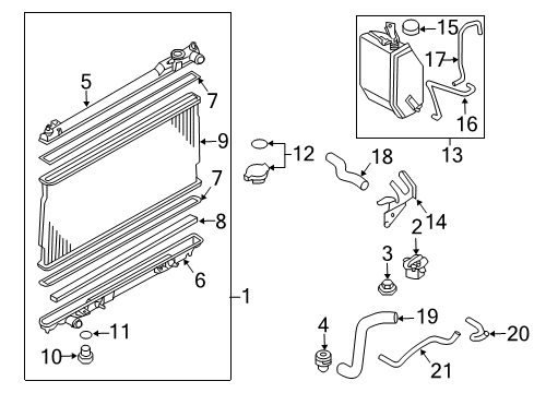 2008 Nissan 350Z Radiator & Components Bracket-Radiator Mounting, Upper Diagram for 21542-AL500