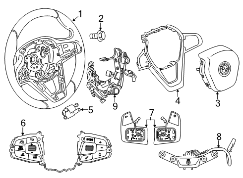 2020 BMW X4 Steering Column & Wheel, Steering Gear & Linkage Multifunct Steering Wheel Switch Diagram for 61319363432