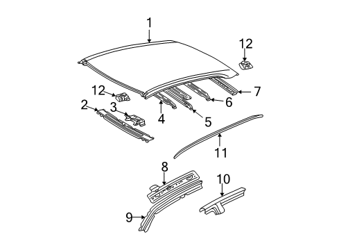 2003 Toyota Camry Roof & Components, Exterior Trim Windshield Header Diagram for 63132-AA050