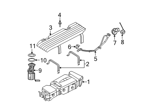 2005 Dodge Durango Fuel Supply Strap-Fuel Tank Diagram for 52113398AA