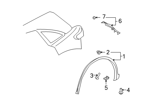 2005 Infiniti FX35 Exterior Trim - Quarter Panel Clip Diagram for 01553-05223