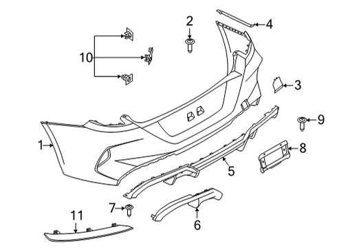 2021 BMW M8 Gran Coupe Bumper & Components - Rear REFLECTOR RIGHT Diagram for 63148089520