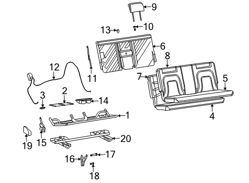 2004 Buick Rendezvous Rear Seat Components Holder Asm, Rear Seat Cup *Light Gray *Gray Diagram for 89022396