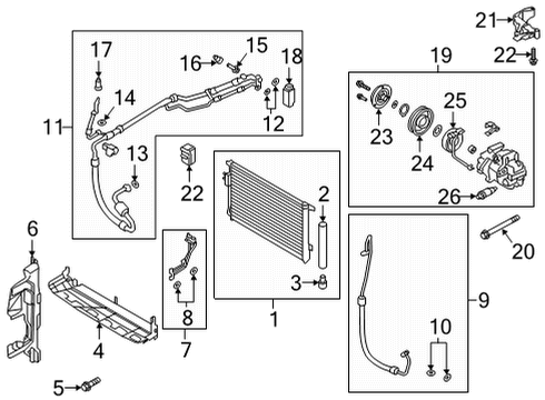 2021 Hyundai Santa Fe A/C Condenser, Compressor & Lines Disc & Hub Assembly-A/C Compressor Diagram for 97644-L1500