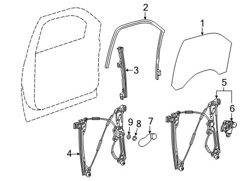 2017 Chevrolet Silverado 3500 HD Front Door Door Glass Diagram for 20979117