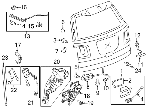 2017 GMC Acadia Limited Lift Gate - Lock & Hardware Mount Bracket Diagram for 25924810