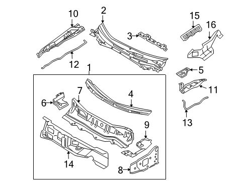 2003 Nissan Altima Cowl Cover-COWL Top, Upper Diagram for 66810-8J000